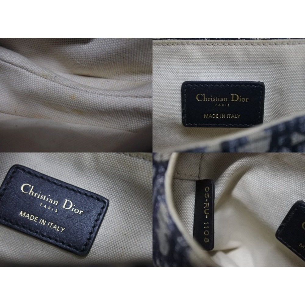 Dior Navy Leather Christian Bag Canvas Blue Saddle - Picture 8 of 8
